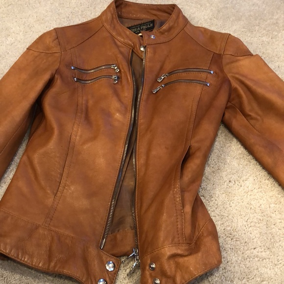 RARE VINTAGE 70s ITALIAN LEATHER MOTO JACKET - Picture 1 of 7